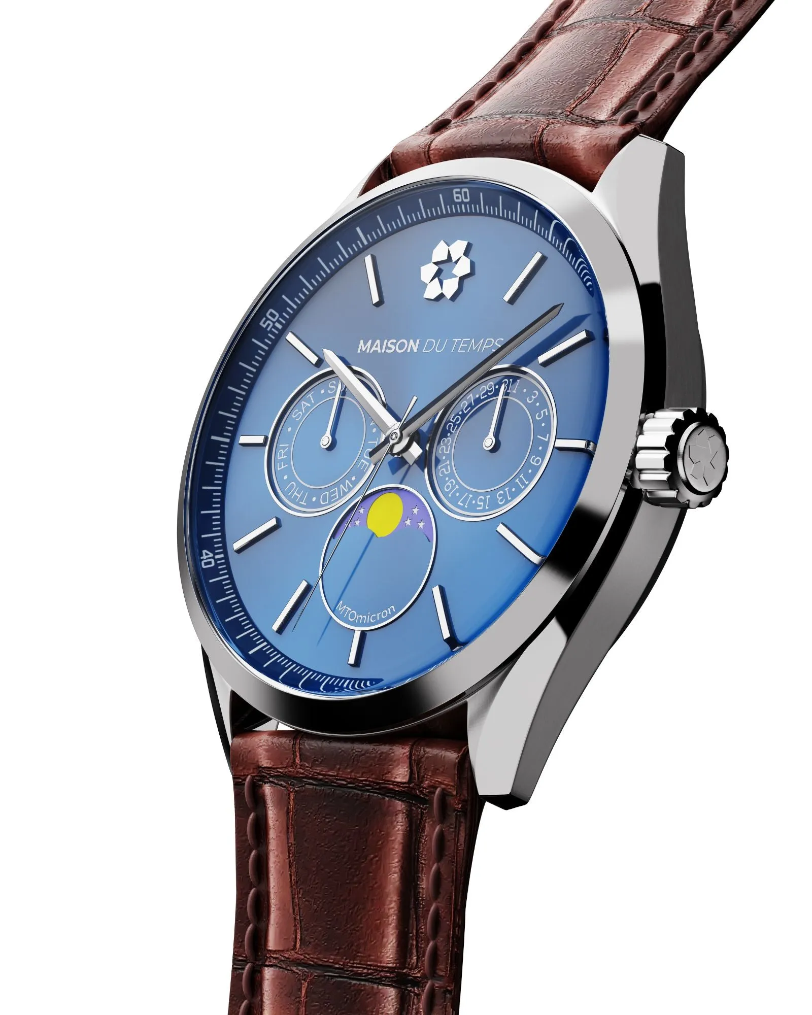 MTOmicron MoonPhase Bleu Cuir Marron - Image 3