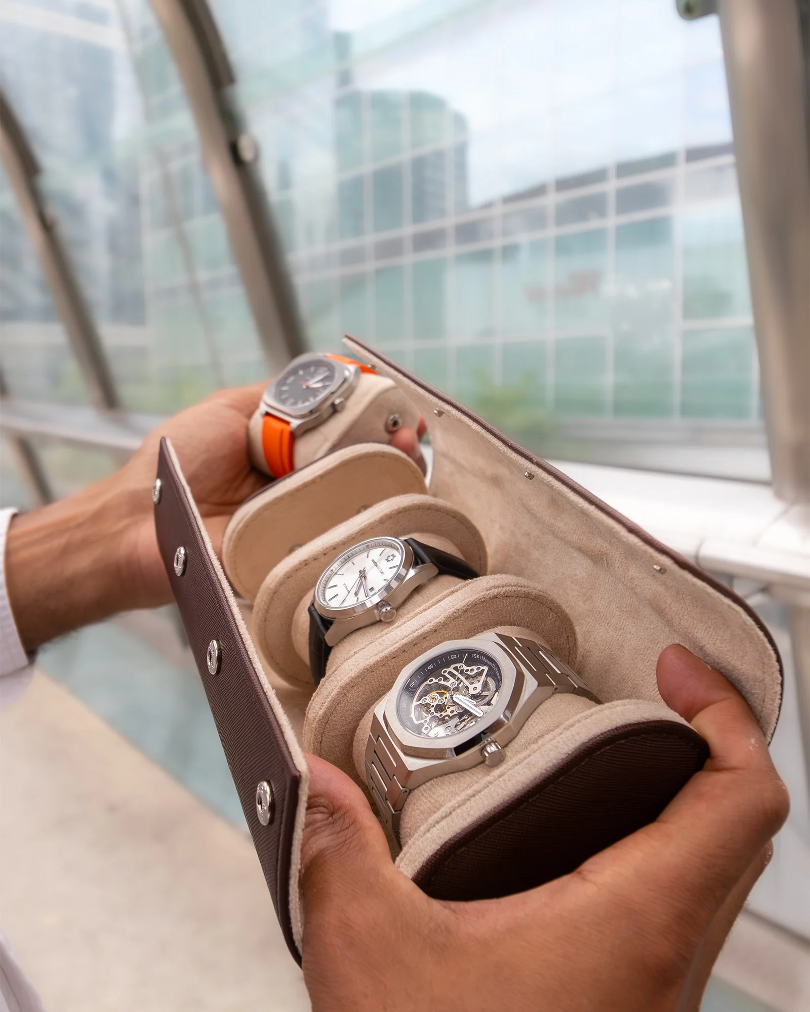 Étui Montre Marron - 3 Montres - Image 3